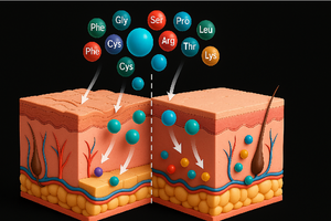 Illustration of wrinkles and how amino acids visibly reduce the signs of wrinkles