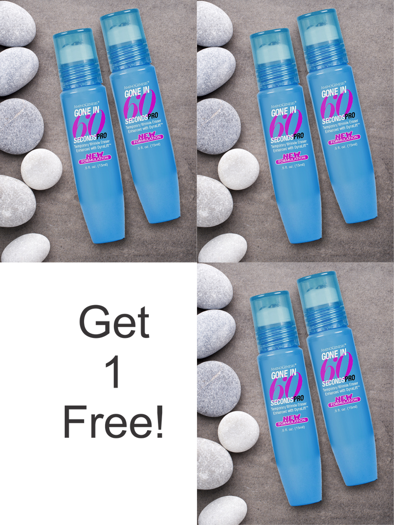 Product Shot. Gone in Sixty Seconds Pro: Instant Wrinkle Eraser .5 oz 2 Pack - Showing Buy 2 get 1 Free.
