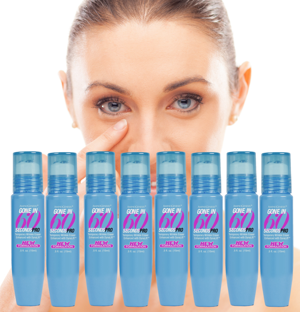 Gone in Sixty Seconds Pro: Instant Wrinkle Eraser .5 oz 8 Pack with lady in the background